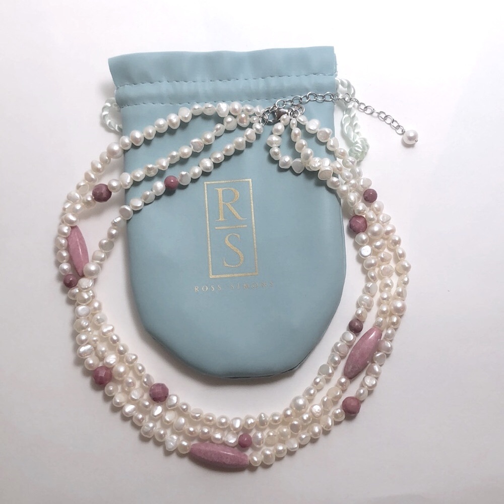 Ross Simons Freshwater Pearl & Rhodonite Necklace